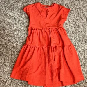 Calvin Klein Orange Tiered Short-Sleeve Dress